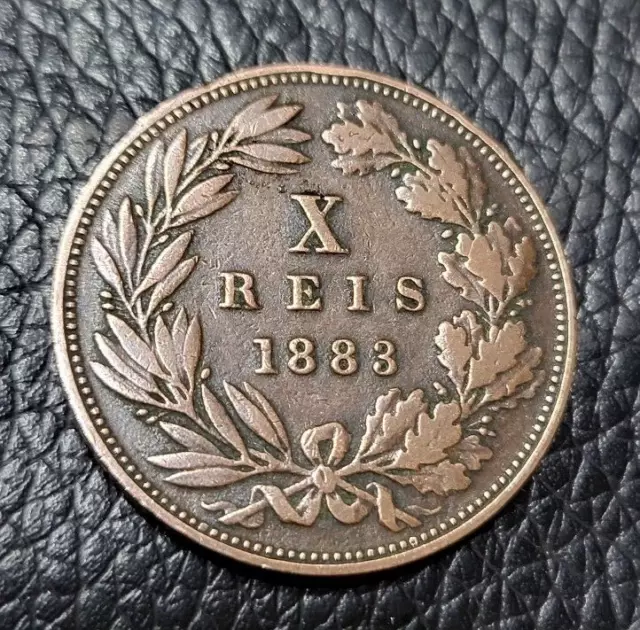 1883 Portugal 10 Reis Coin
