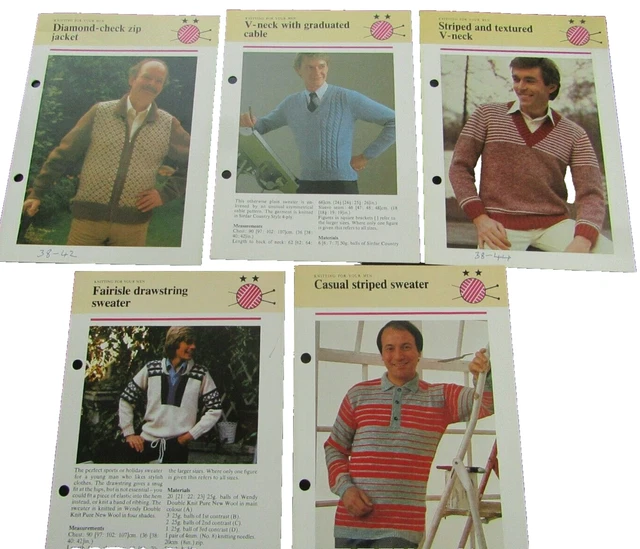 Joblot Bundle of Men's Man's Sweaters & Jacket Knitting Patterns various sizes