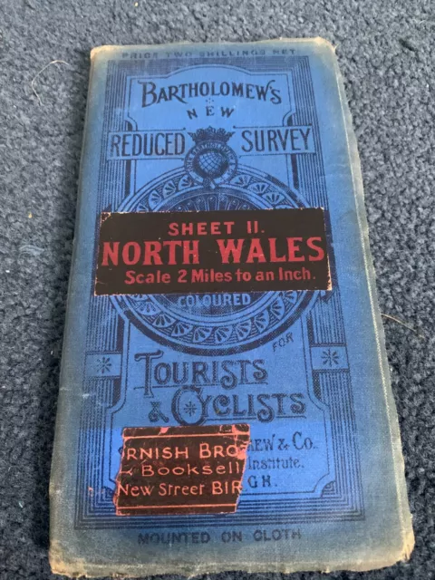 BARTHOLOMEW'S REDUCED SURVEY Tourists & Cyclists Sheet 11 North Wales - vintage