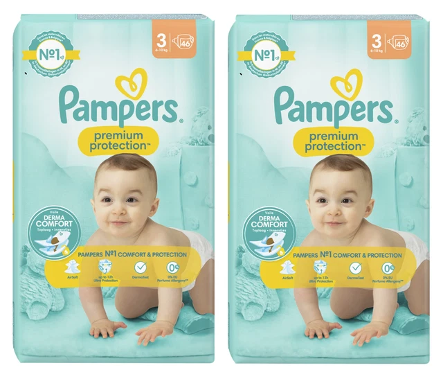 Pack 92 couches PAMPERS Premium Protection Taille 3 (6 à 10KG) Bébé Baby Comfort