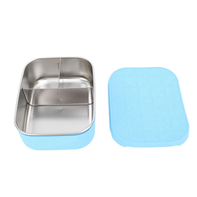 (Blu) 304 Scatola pranzo in acciaio inox 3 scomparti a prova di perdite con