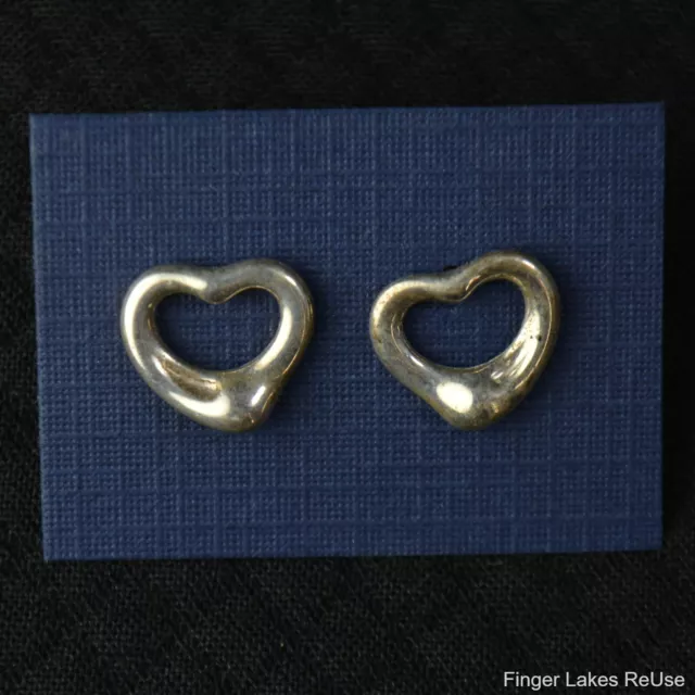 Tiffany & Co. Sterling Silver Elsa Peretti Open Heart Earrings 11mm