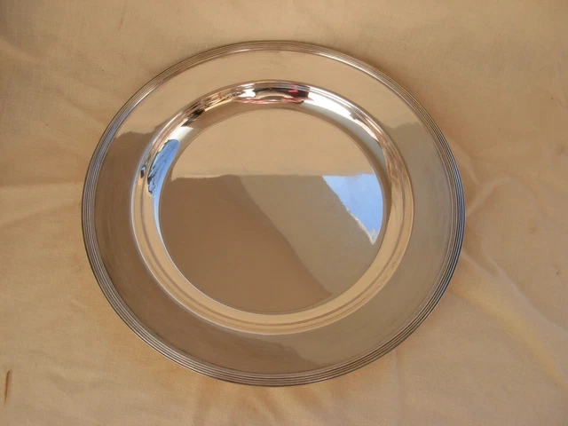 grand plat rond en métal argenté Felix Frères Toulouse 34.8 cm