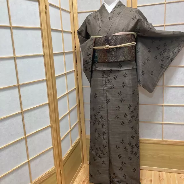 8672# JAPANESE KIMONO Vintage Pure Silk Robe Traditional Kimono only ...