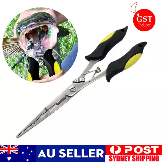 Stainless Steel Fishing Hook Remover Pliers Braid Tackle Line Cutter Scissors AU