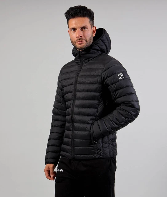 Giubbotto Uomo Donna Piumino Leggero Givova Sportivo Giubbino Cappuccio Nero