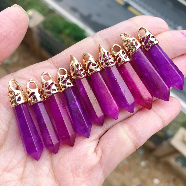 10pcs Rose Rock Quartz Stone Hexagon Point Pendant Chakra Reiki Healing Amulet