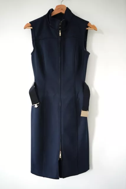 Tommy Hilfiger Women's Navy Bodycon Sleeveless Knee Length Dress Belted Size 4