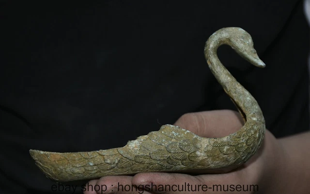 6 " Old Chinese Bronze ware Dynasty Animal Goose Candlestick Statue 2