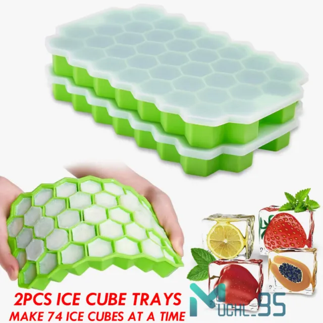 Bandejas para cubitos de hielo Molde de silicona para cubitos de hielo con tapa