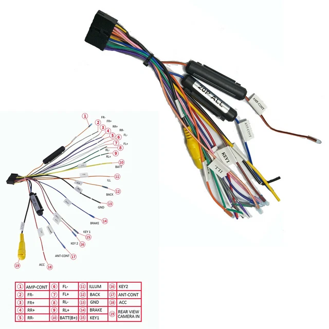 20 PIN WIRING Connector For Car Stereo DVD Android Multimedia Player