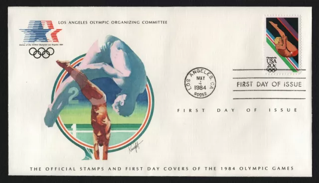 #2082 20c Diving, LA Olympic Committee w/ Insert 4-1/2x8 *ANY 5=FREE SHIPPING**