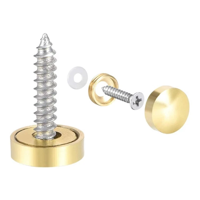 Set 8 Pezzi Fissi Specchio Materiale Ottone Per Specchi e Mobili in Vetro