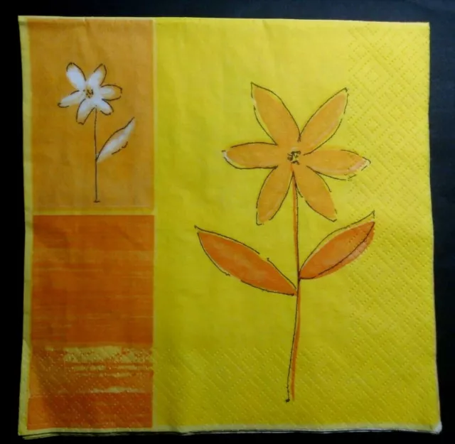 Servietten Serviettentechnik - 2 Stück - Blume orange gelb