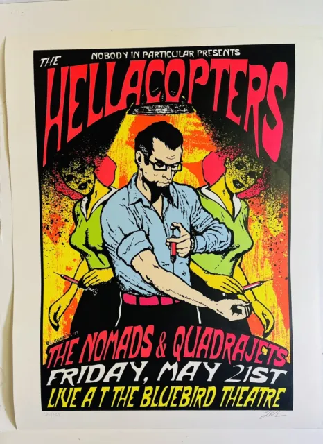 Vintage Hellacopters Concert Poster 1994 L. Kuhn 124/150 Signed 22.5”x 17.5”