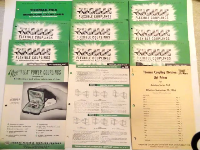 Large Lot Thomas Flexible Coupling Co Bulletins/Instructions/Ads - 1950s-60s PA