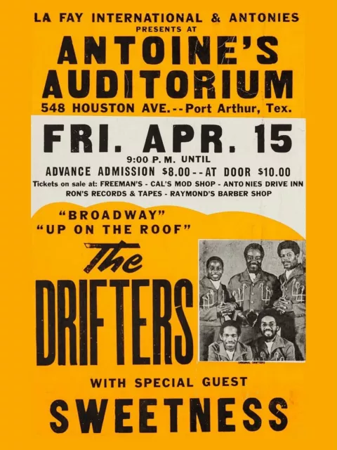 The Drifters Port Arthur Texas 16" x 12" Photo Repro Concert Poster