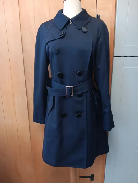 COMME DES GARCONS X H&M Midnight Navy Blue Wool A/W 2006 Trench Coat EURO40 UK14
