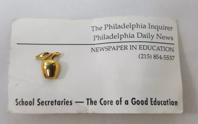 Philadelphia Inquirer Daily News School Secretary Gold Tone Apple Pin Education