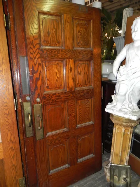 WPA Era 1930's Vintage Raised Cut Corner Panel Oak Doors with Hinges