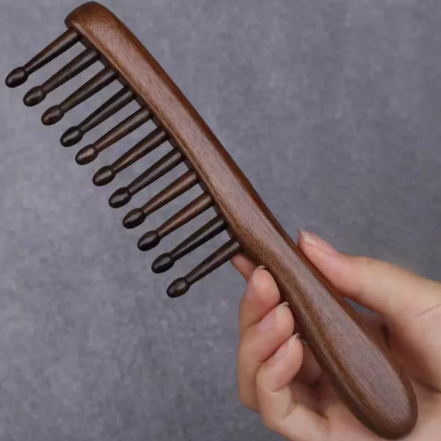 Wooden Hair Brush Anti-Static Natural Sandalwood Head Meridian Massage Combs