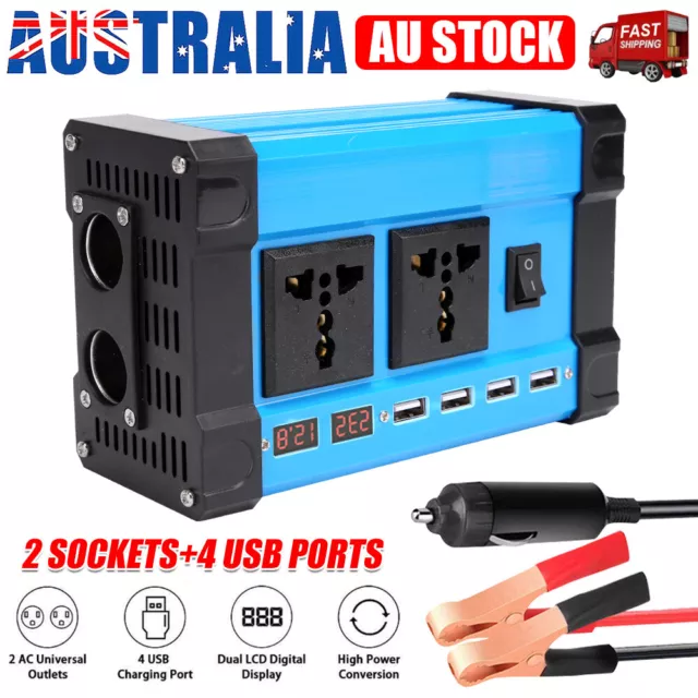 6000W Power Inverter DC 12V to AC 240V Car Plug Camping Caravan Boat 4 Port AU