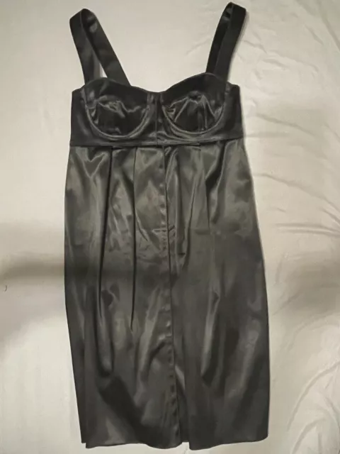 Dolce & Gabbana Black Stretch Satin Bustier Dress Italy Size 44 ￼