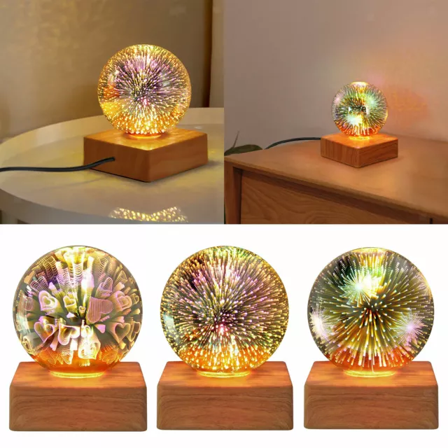 Lampada da tavolo con luce notturna a sfera di cristallo 3D a LED, alimentata