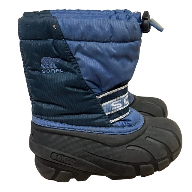 Sorel Kids Slip-on Snow Boots Blue Toddler Size 11 Drawstring Insulated Winter