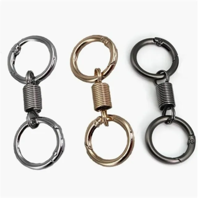 1pc Nordic Retro Spring Double Ring Keychain Spring Shaped Keychain Accessories