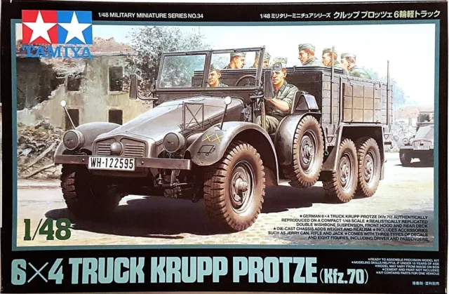 Tamiya 32534 6x4 Truck Krupp Protze (Kfz.70) 1:48 Neu, Bauteile versiegelt