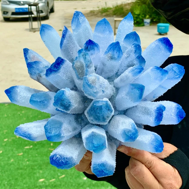 8.91LB New Find BLUE Phantom Quartz Crystal Cluster Mineral Specimen Healing