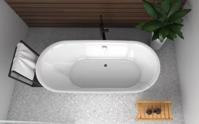 Bañera independiente bañera de pie 152x75 165x80 180x82 cm banco de baño mesa madera 2
