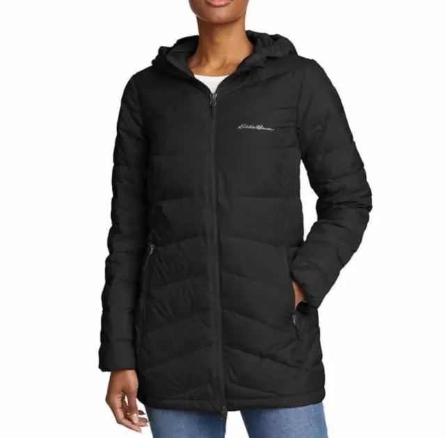 Eddie Bauer Women's EB650 Down Lightweight Chevron Puff Jacket Packable Black, S