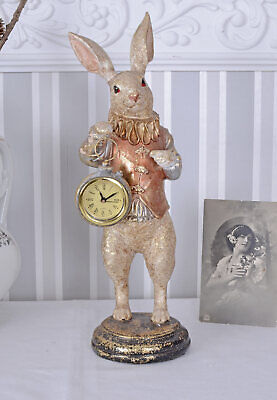 Reloj de mesa blanco conejo con reloj de bolsillo Alicia en el país de las maravillas conejo figura nuevo