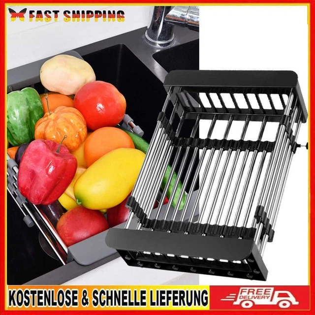Merrwon Erweiterbares Abtropfgestell, Verstellbarer Geschirrkorb, Rostfrei 304 E