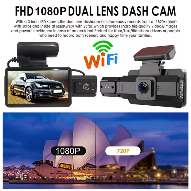 Wifi Caché Voiture Caméra Embarquée DVR Full HD Panneau Mini Double Verres Vidéo 2