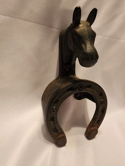 VTG Cast Iron Barn Horse Tack Wall Mount Rack Antique Bridle Harness Holder 3
