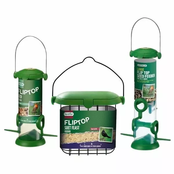 Gardman Bird Feeder Flip Top facile da riempire e pulire, arachidi, semi, Suet, Nyjer, ecc.