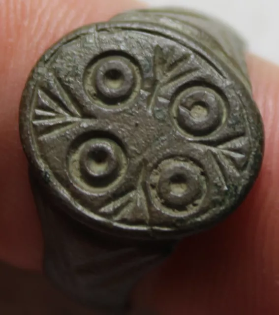 Rare Original Ancient Roman Celtic soldiers Evil eye Magic ring artifact Size 9 3