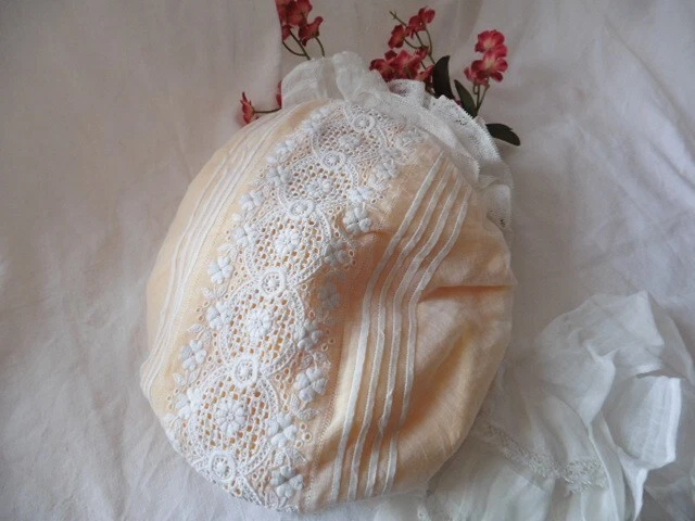 ANCIENNE COIFFE CHARLOTTE Voile De Coton Plis Broderie "Servante