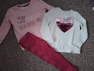 Girls Outfit H&M/George Jumpers And Primark Thick Leggings 5-6 Years
