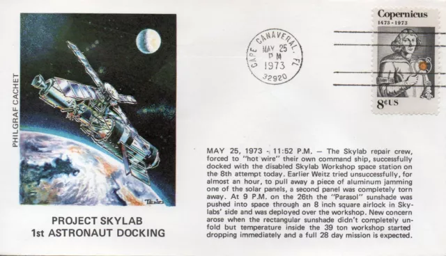 SKYLAB project 1st astronaut docking Reliel cachet on Cape Canaveral Space cover