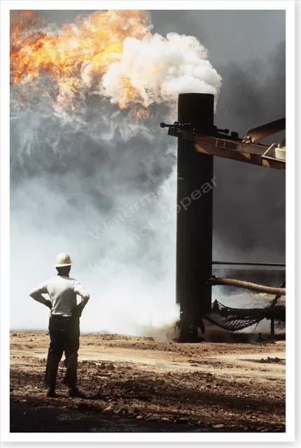 Kuwait Oil Well Fire In Aftermath Of Operation Desert Storm 8 x 12 Photo