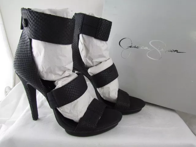 NIB Black Jessica Simpson Fransi Snake Skin Strappy Dress Sandals 9.5 MSRP $109