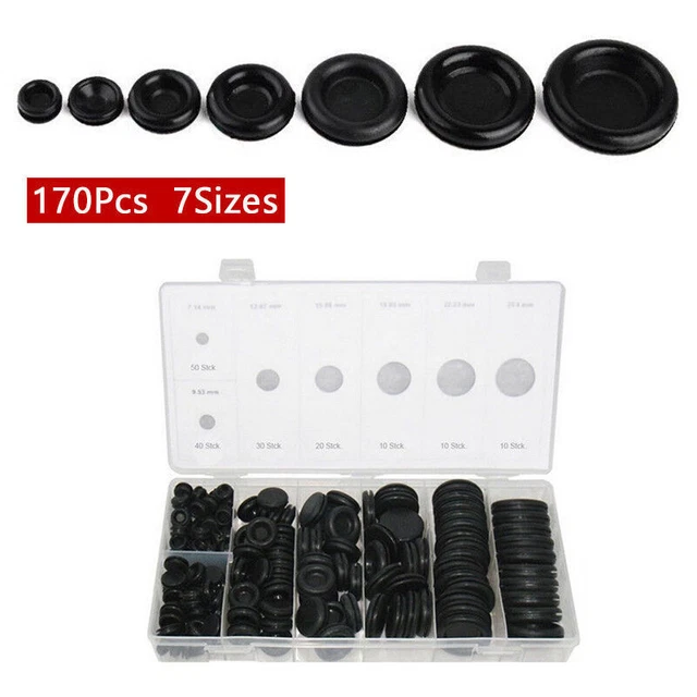 US 170Pcs 7 Size Rubber Grommet Firewall Hole Plug Set Electrical Wire Tools US 170Pcs 7 Size Rubber Grommet Firewall Hole Plug Set Electrical Wire Tools