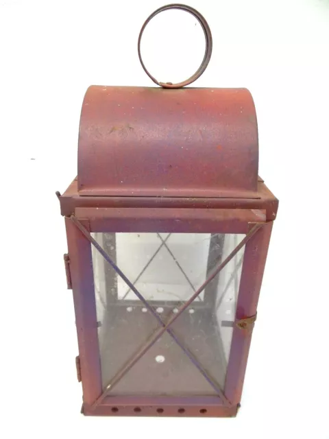 Painted Red Glass Door Candle Lantern Cage Body Parts Vintage Used Unbranded