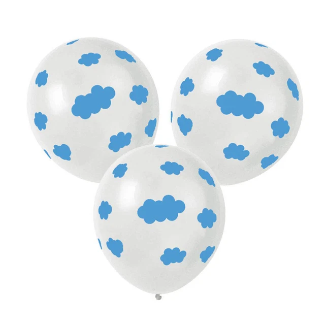 100 piezas Suministros de decoración de fiestas Favores de cumpleaños Nubes azules Globos de látex