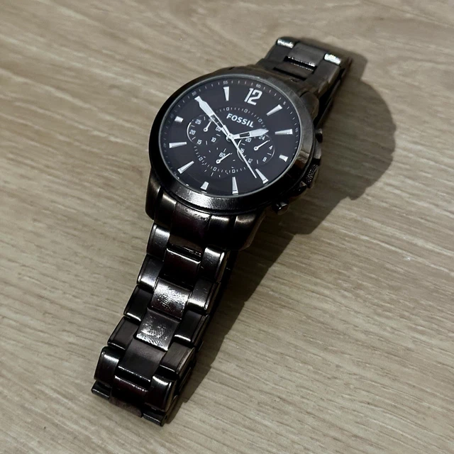 FOSSIL MENS FS 4608 Chronograph Brown Quartz Wrist Watch Stainless Steel 29.99 PicClick UK
