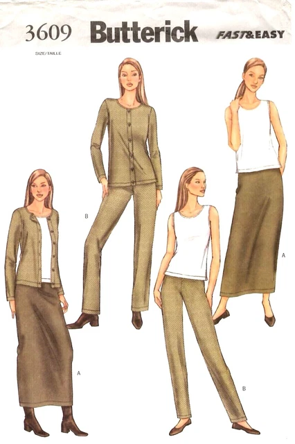 Patron De Couture Butterick Vintage 4230 – Années 80 – Jupe, Pantalon, Veste, Chemise – Taille 42